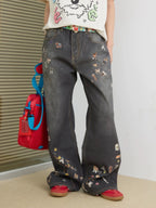 Dog Print Dark Jeans