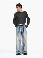 Slight Flare Print Jeans