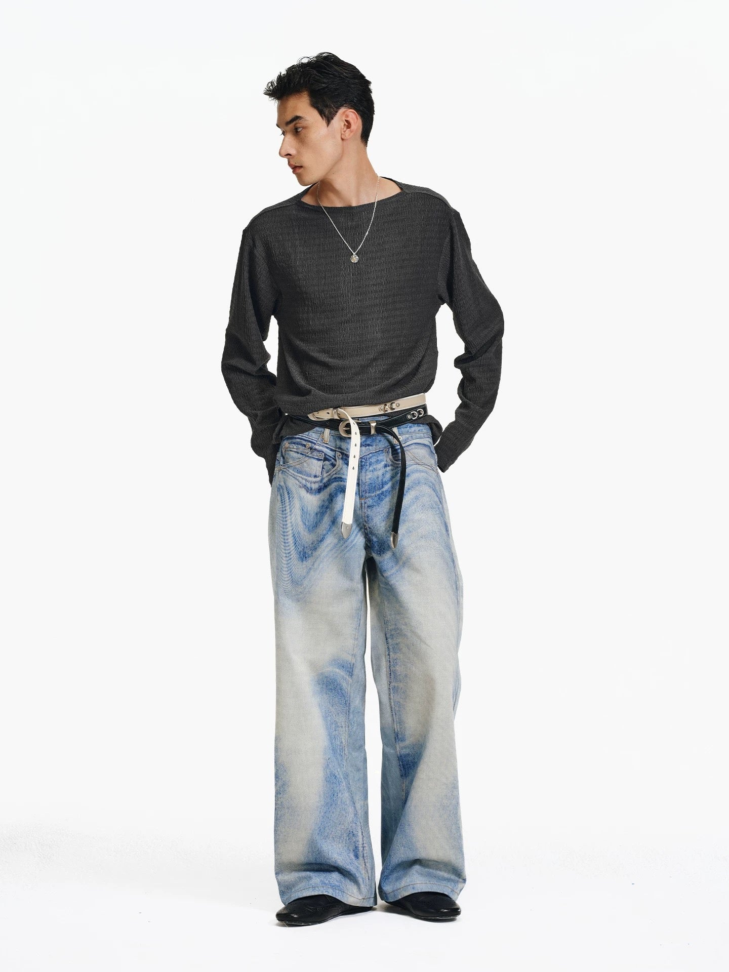 Slight Flare Print Jeans
