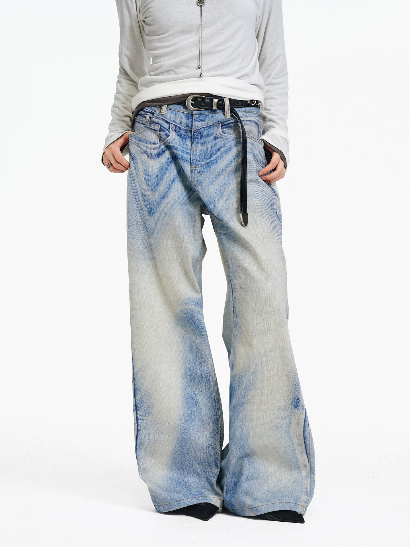 Slight Flare Print Jeans
