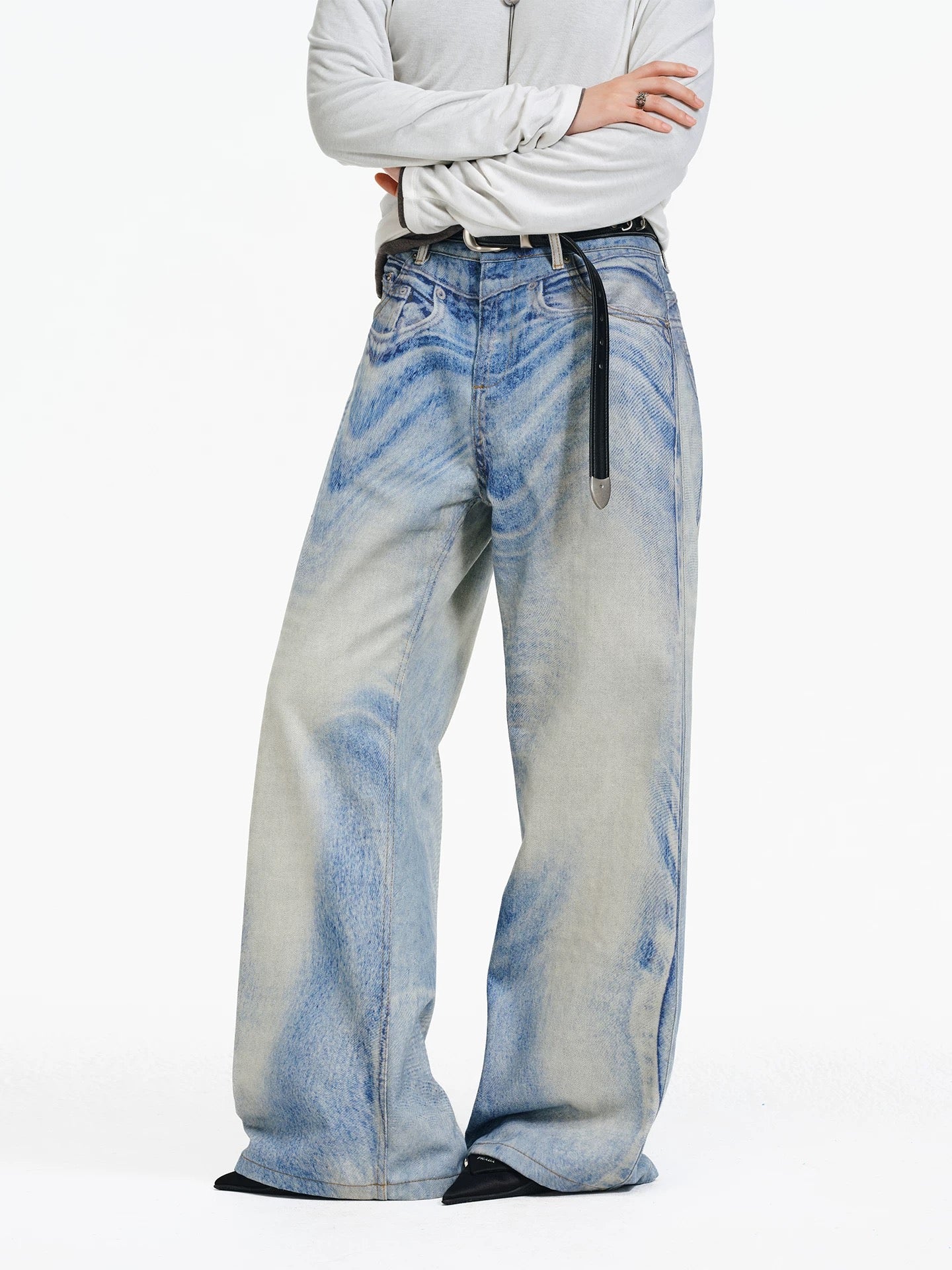 Slight Flare Print Jeans