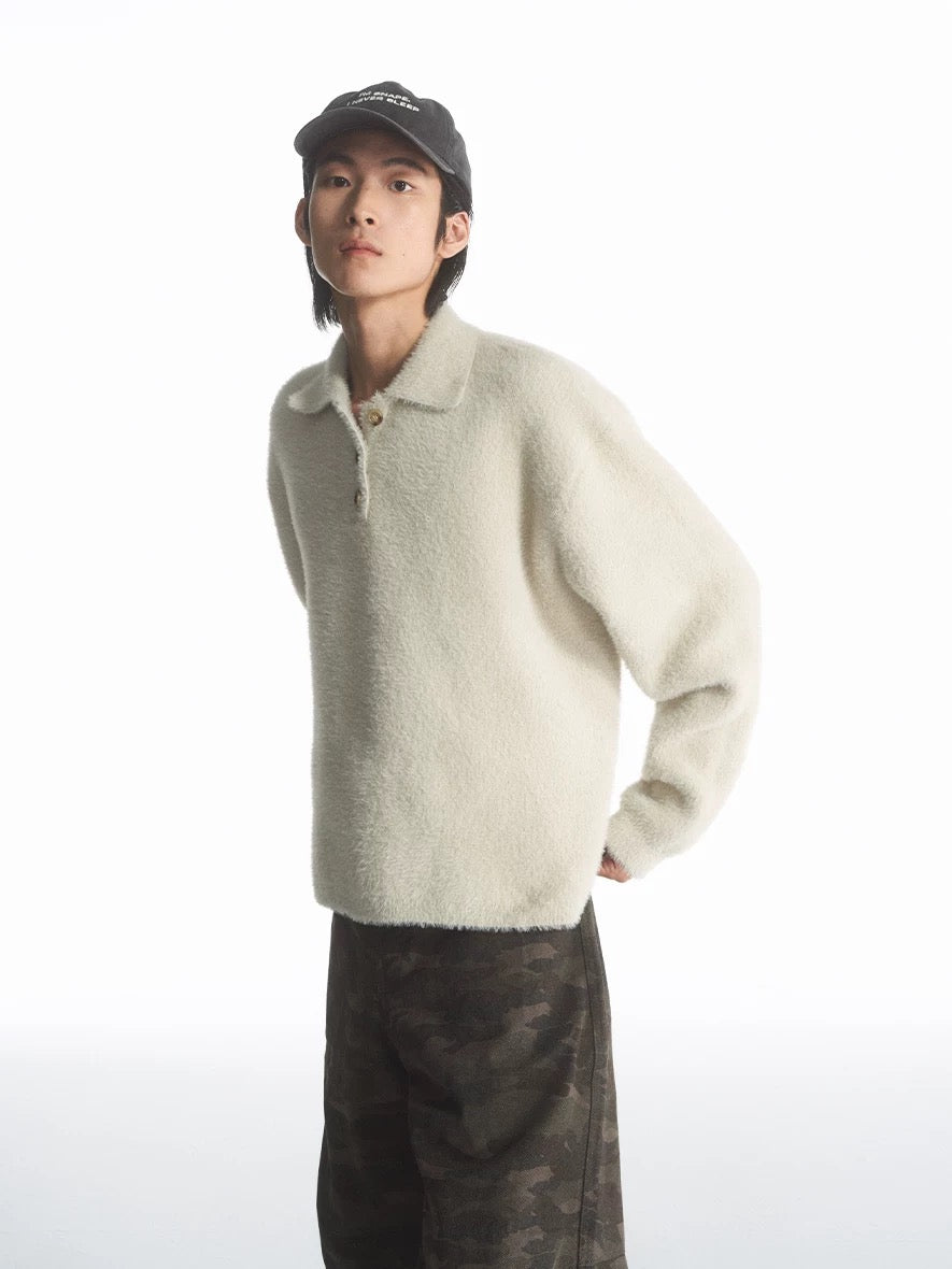 Faux Mink Polo Sweater