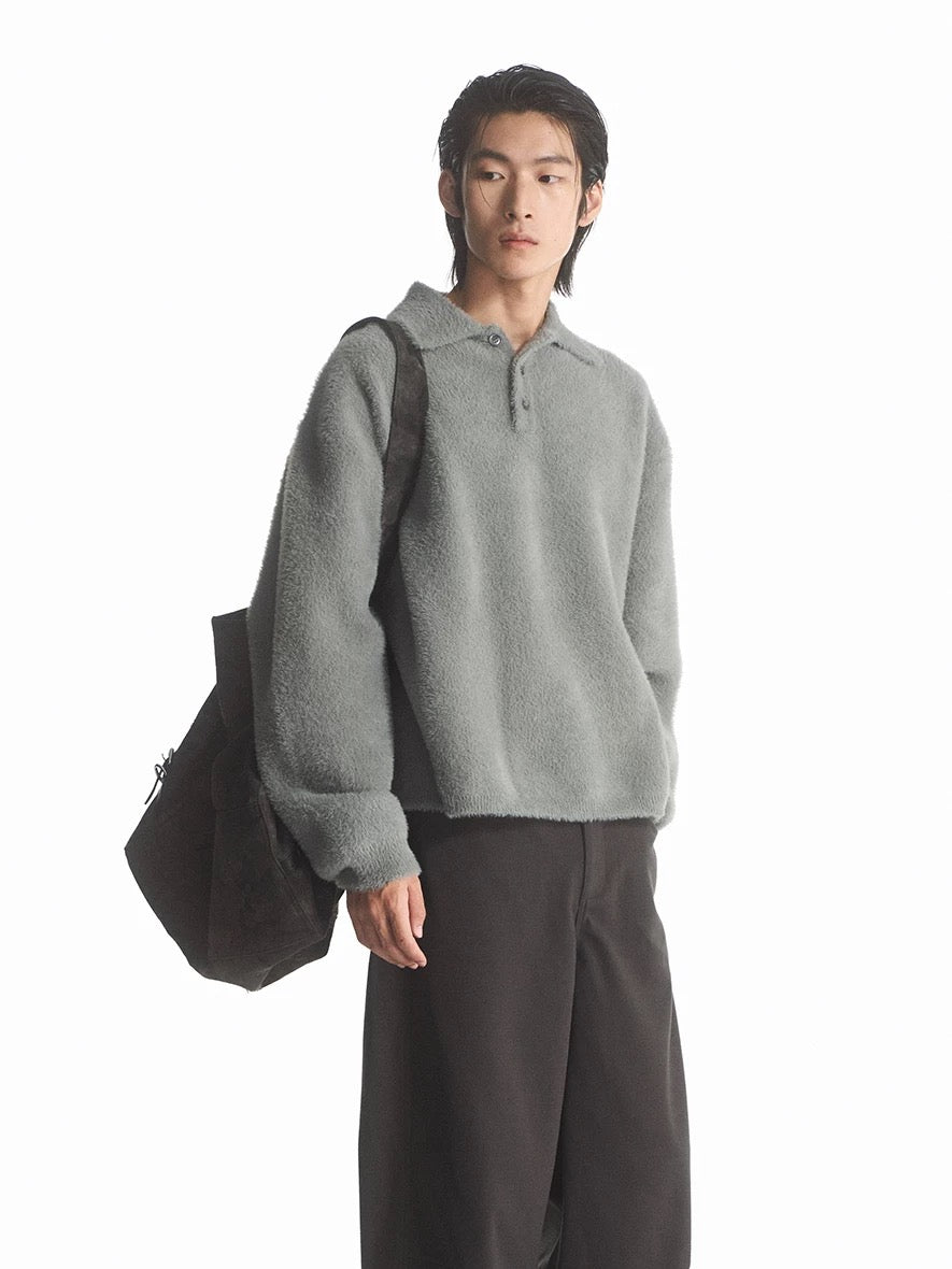 Faux Mink Polo Sweater