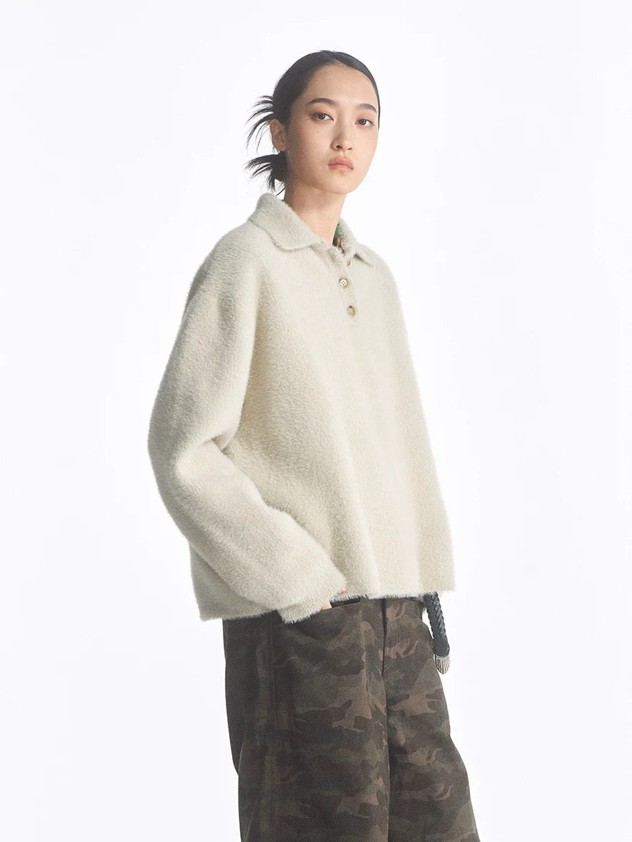 Faux Mink Polo Sweater