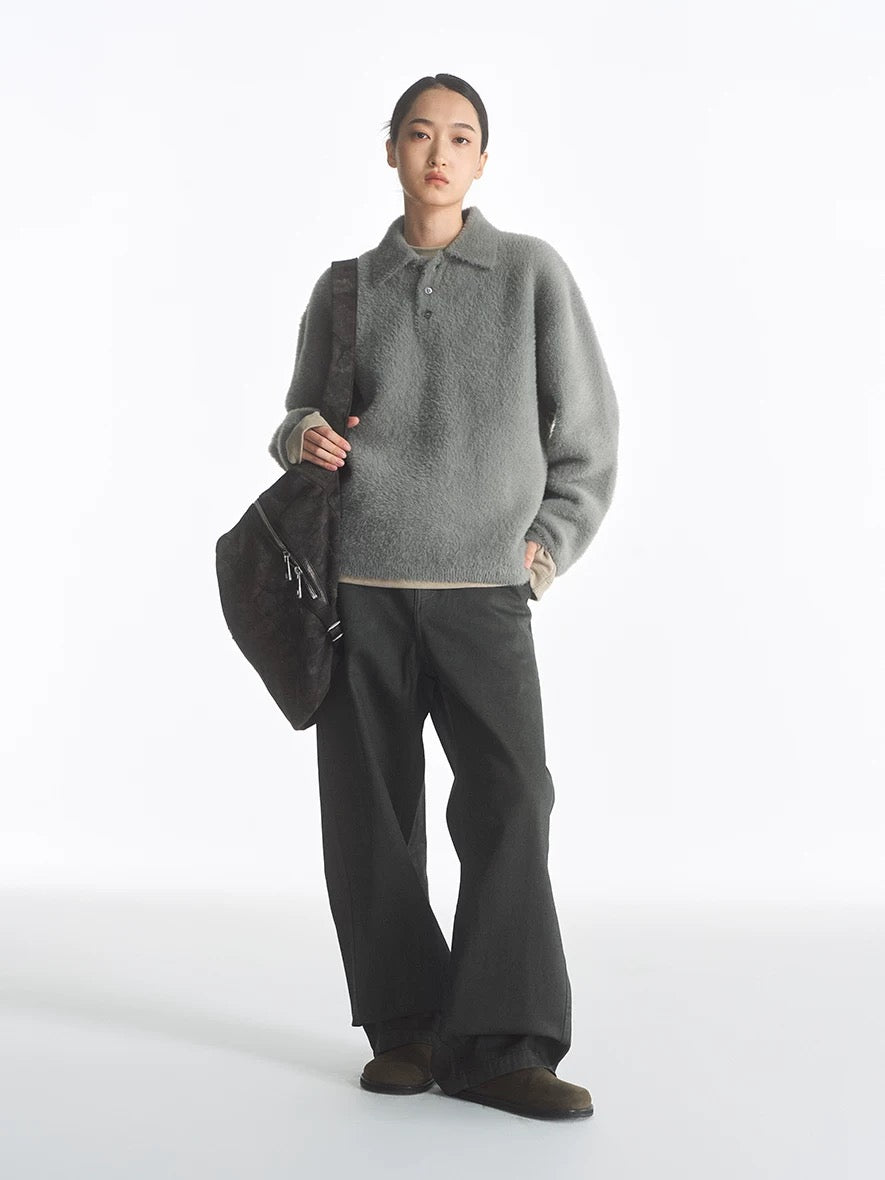 Faux Mink Polo Sweater
