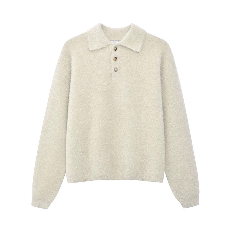 Faux Mink Polo Sweater