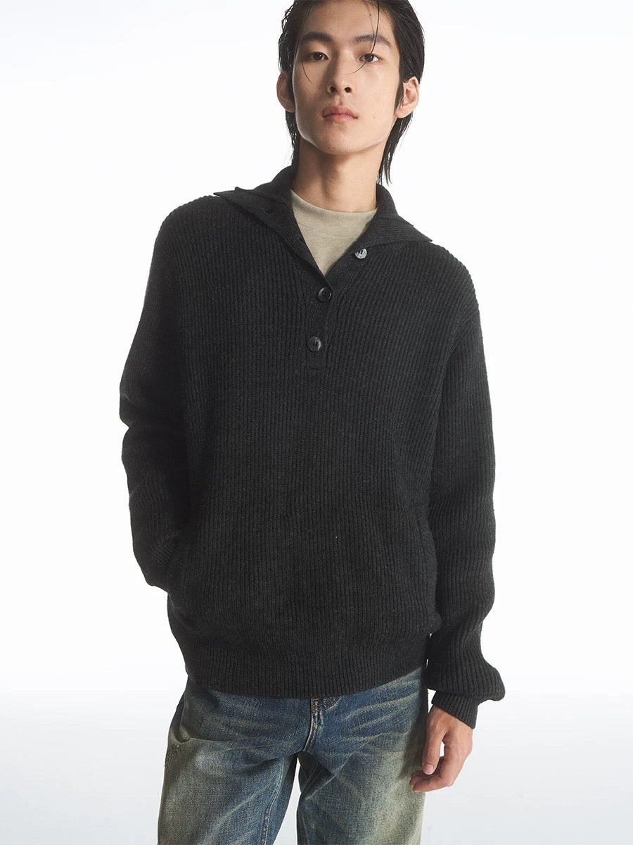 High Neck Button Sweater