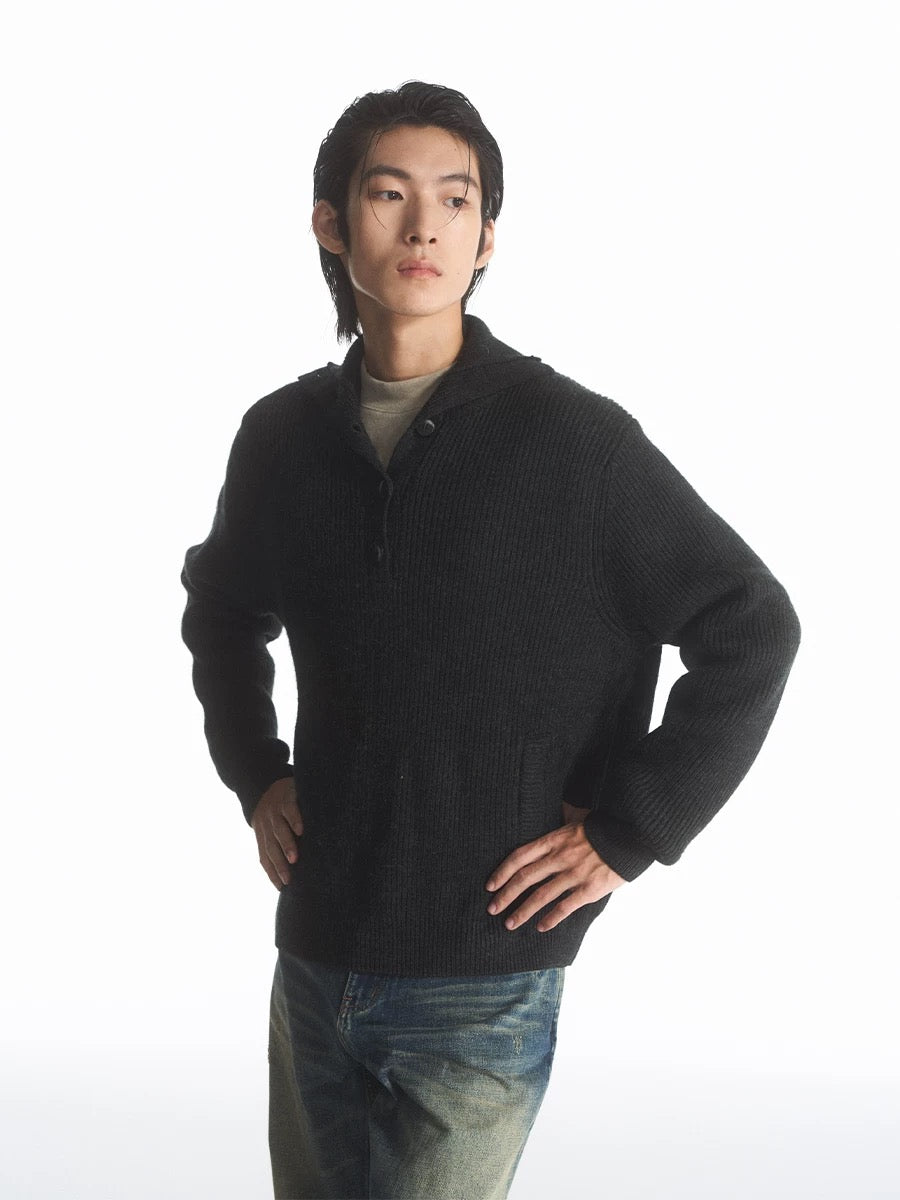 High Neck Button Sweater