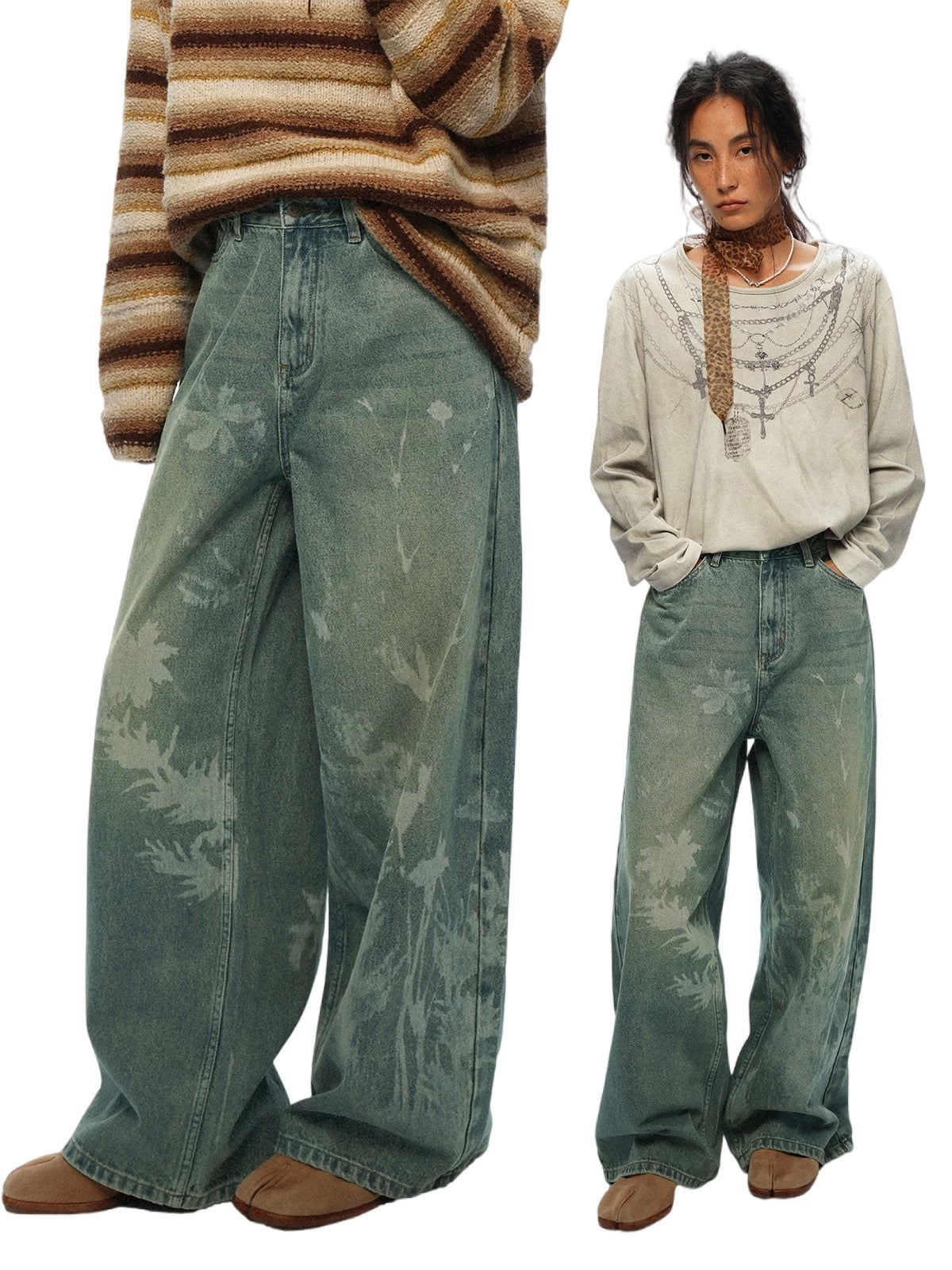 Maple Leaf Print Denim