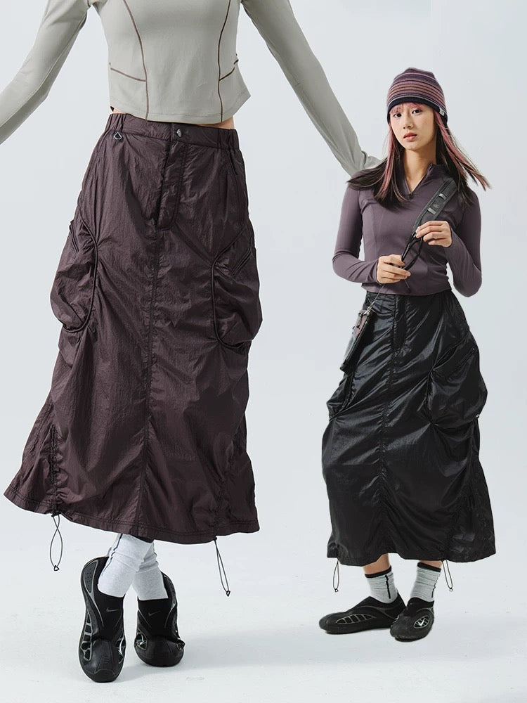 Nylon Cargo Skirt