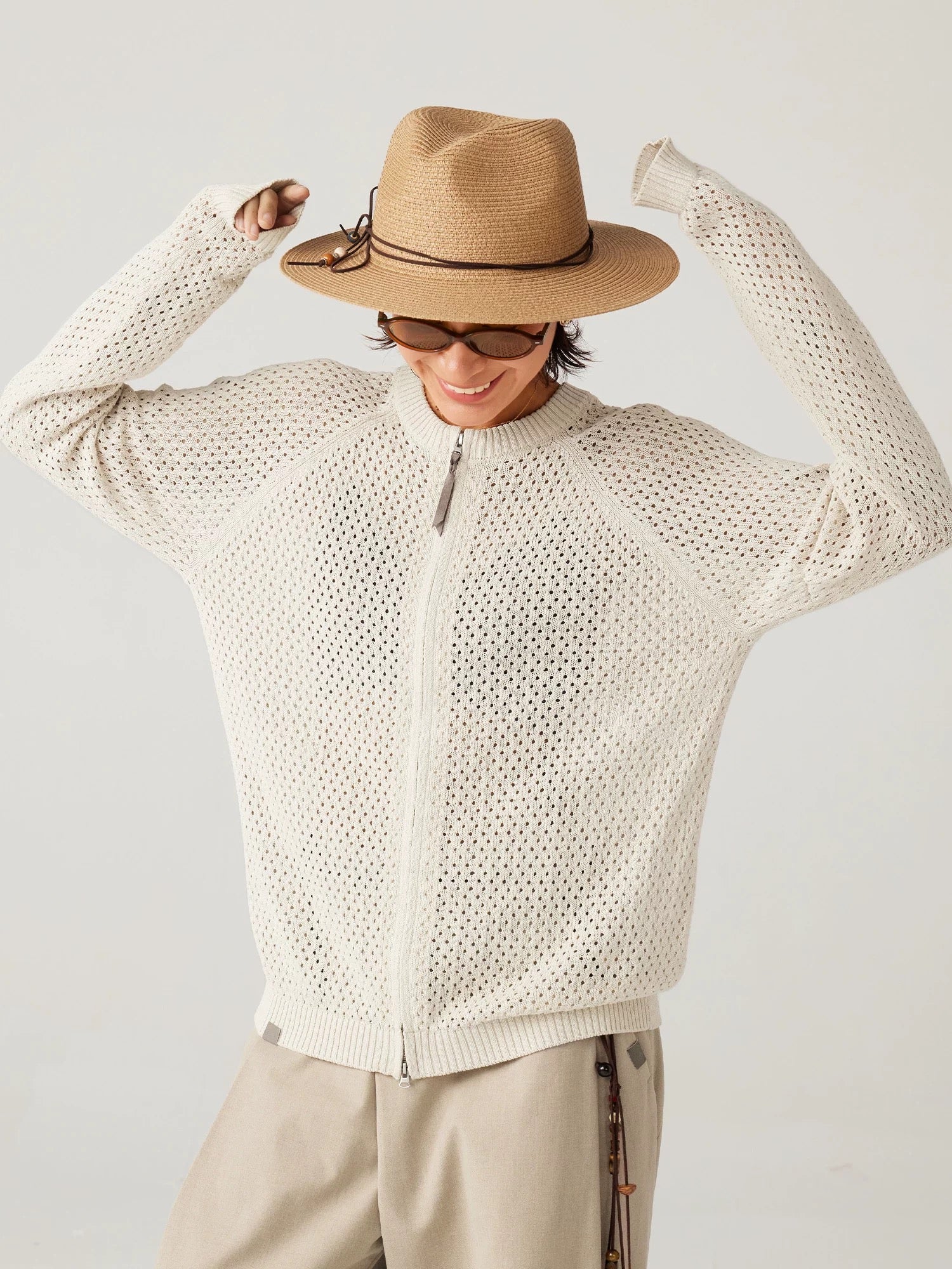 Textured Open-Knit Sweater
