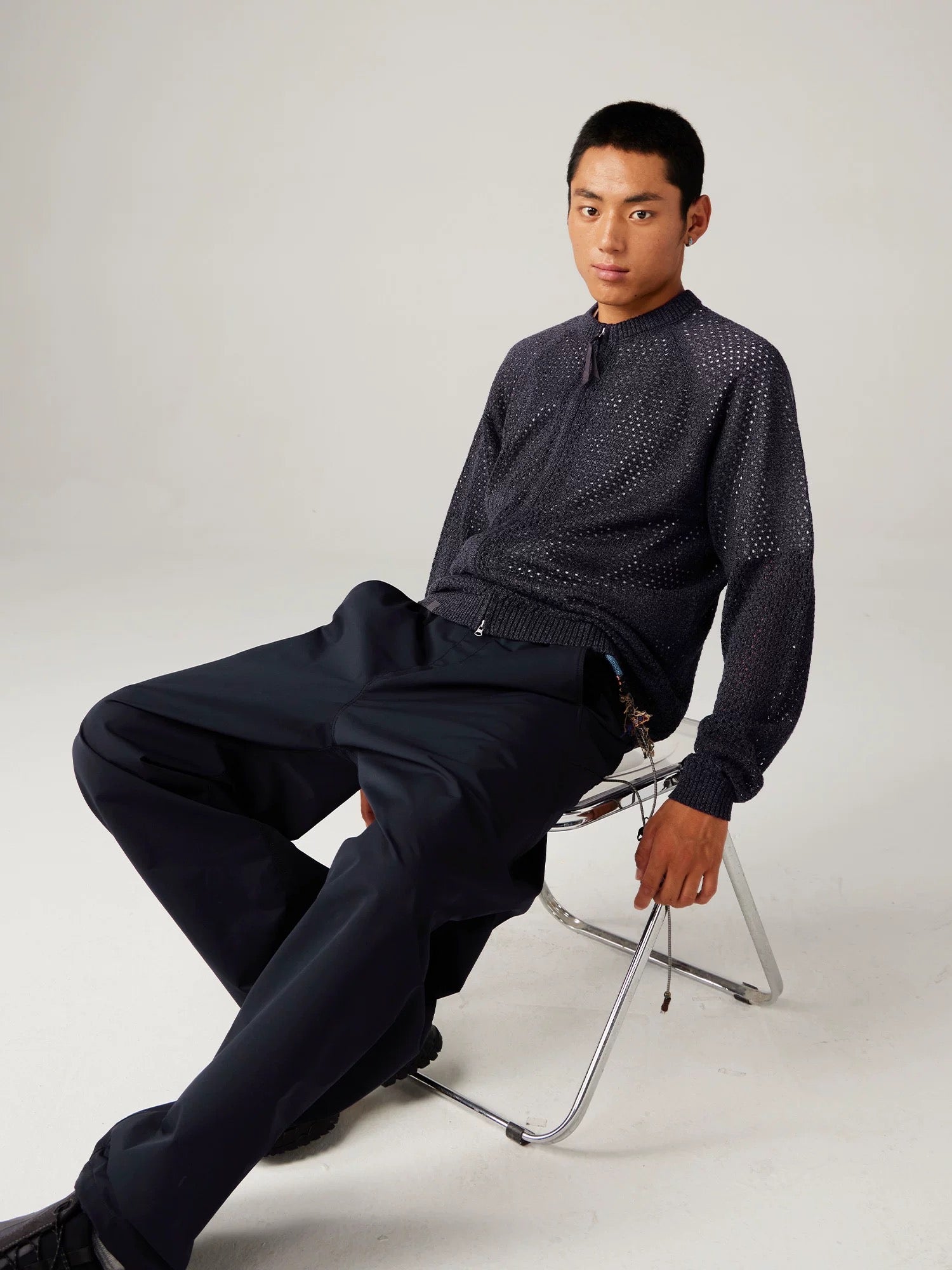 Textured Open-Knit Sweater