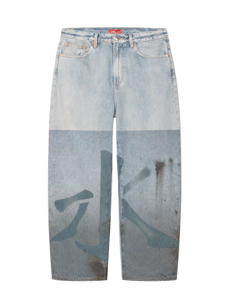 Mandarin Water Letter Jeans